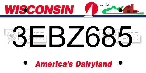 3EBZ685 Wisconsin License Plate