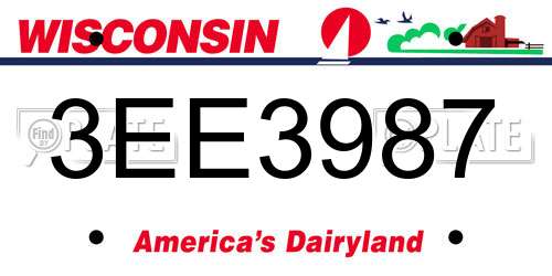 3EE3987 Wisconsin License Plate