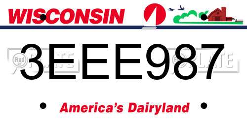 3EEE987 Wisconsin License Plate