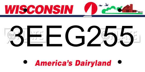 3EEG255 Wisconsin License Plate