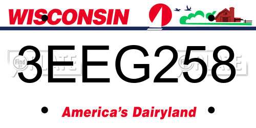 3EEG258 Wisconsin License Plate