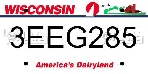 3EEG285 Wisconsin License Plate