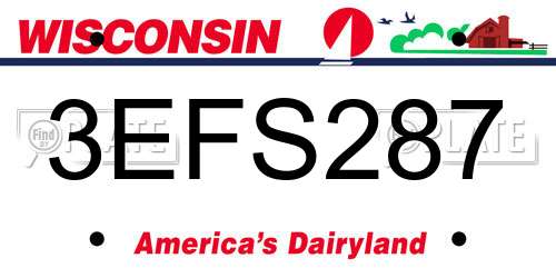 3EFS287 Wisconsin License Plate