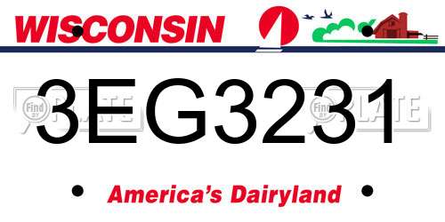 3EG3231 Wisconsin License Plate