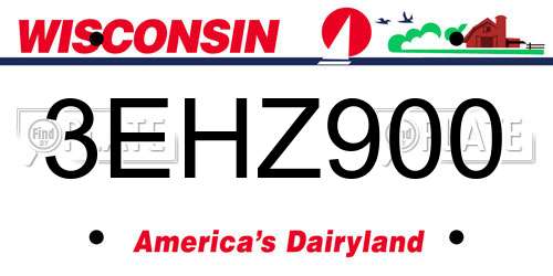 3EHZ900 Wisconsin License Plate