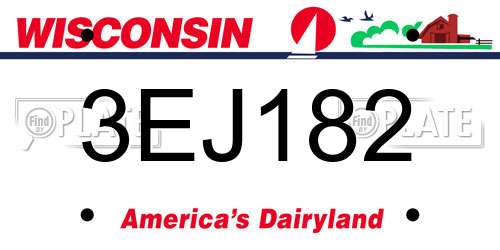 3EJ182 Wisconsin License Plate