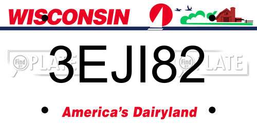 3EJI82 Wisconsin License Plate