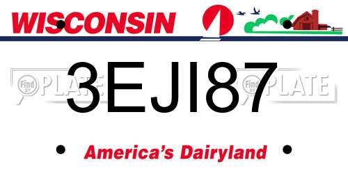 3EJI87 Wisconsin License Plate