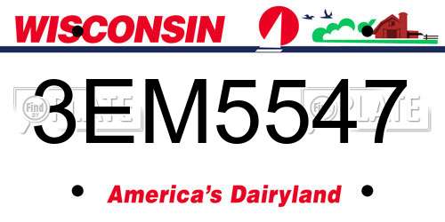 3EM5547 Wisconsin License Plate