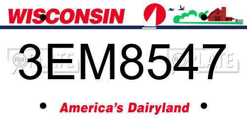 3EM8547 Wisconsin License Plate