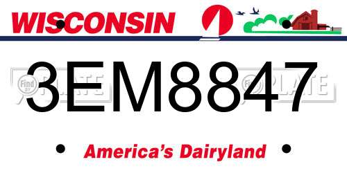 3EM8847 Wisconsin License Plate