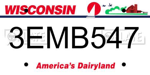 3EMB547 Wisconsin License Plate
