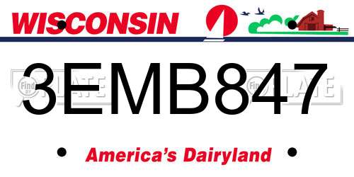 3EMB847 Wisconsin License Plate