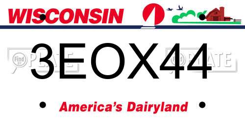 3EOX44 Wisconsin License Plate