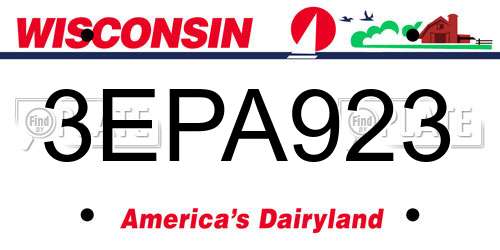 3EPA923 Wisconsin License Plate
