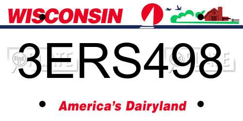 3ERS498 Wisconsin License Plate
