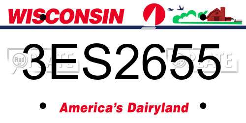 3ES2655 Wisconsin License Plate