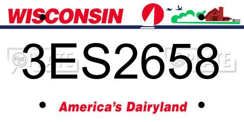 3ES2658 Wisconsin License Plate