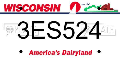 3ES524 Wisconsin License Plate