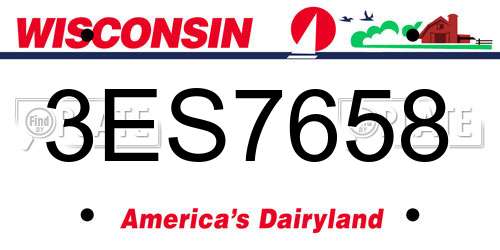 3ES7658 Wisconsin License Plate