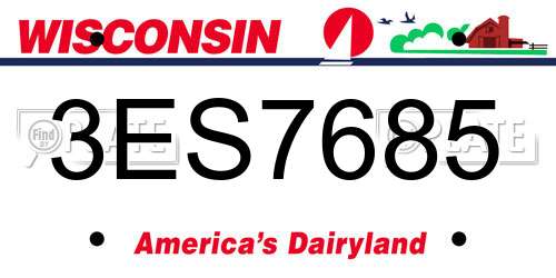 3ES7685 Wisconsin License Plate