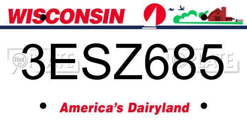 3ESZ685 Wisconsin License Plate