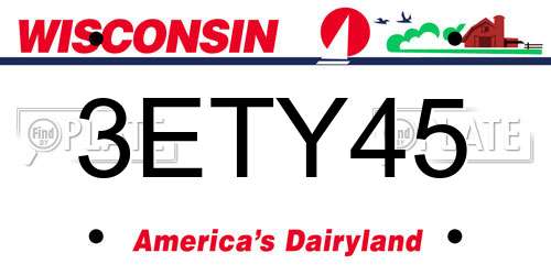 3ETY45 Wisconsin License Plate