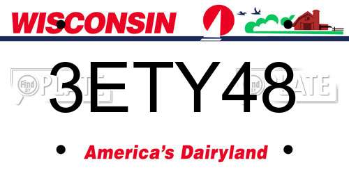 3ETY48 Wisconsin License Plate