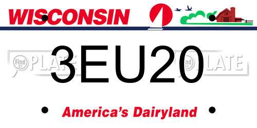 3EU20 Wisconsin License Plate