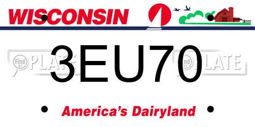 3EU70 Wisconsin License Plate