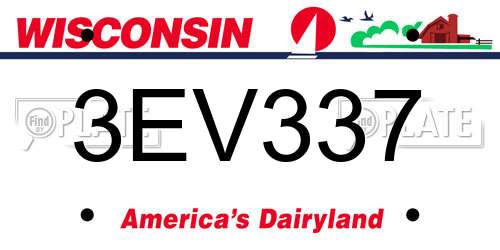 3EV337 Wisconsin License Plate