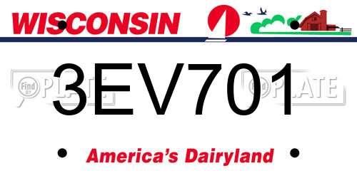 3EV701 Wisconsin License Plate