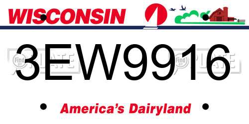 3EW9916 Wisconsin License Plate