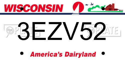 3EZV52 Wisconsin License Plate