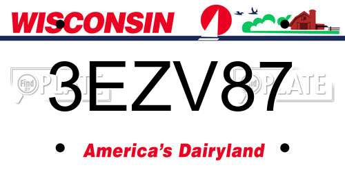 3EZV87 Wisconsin License Plate