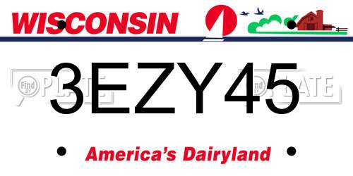 3EZY45 Wisconsin License Plate