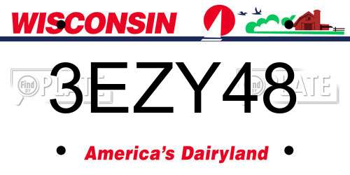 3EZY48 Wisconsin License Plate