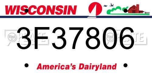 3F37806 Wisconsin License Plate