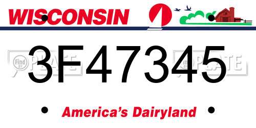 3F47345 Wisconsin License Plate