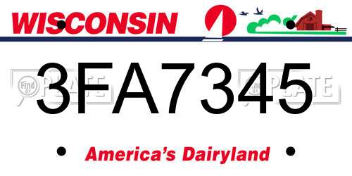 3FA7345 Wisconsin License Plate