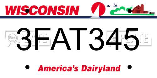 3FAT345 Wisconsin License Plate