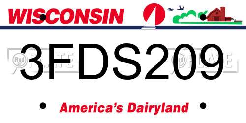 3FDS209 Wisconsin License Plate