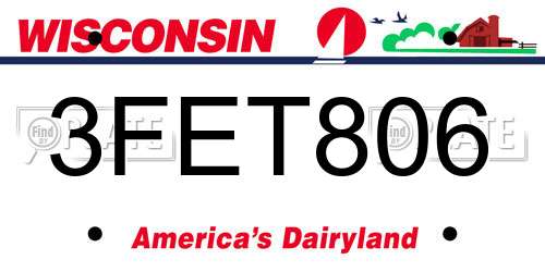 3FET806 Wisconsin License Plate