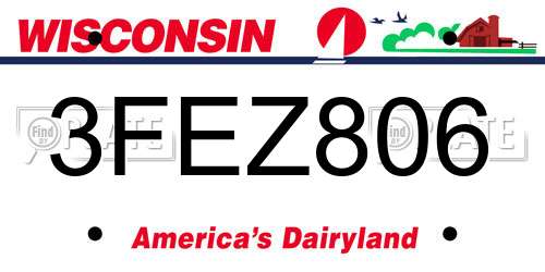 3FEZ806 Wisconsin License Plate