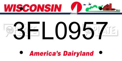 3FL0957 Wisconsin License Plate