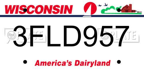 3FLD957 Wisconsin License Plate