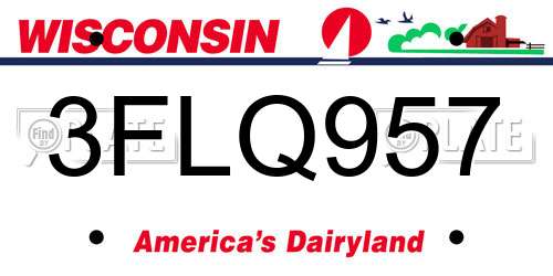 3FLQ957 Wisconsin License Plate