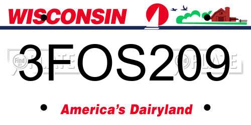3FOS209 Wisconsin License Plate