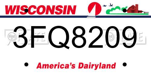 3FQ8209 Wisconsin License Plate