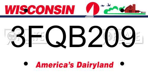 3FQB209 Wisconsin License Plate